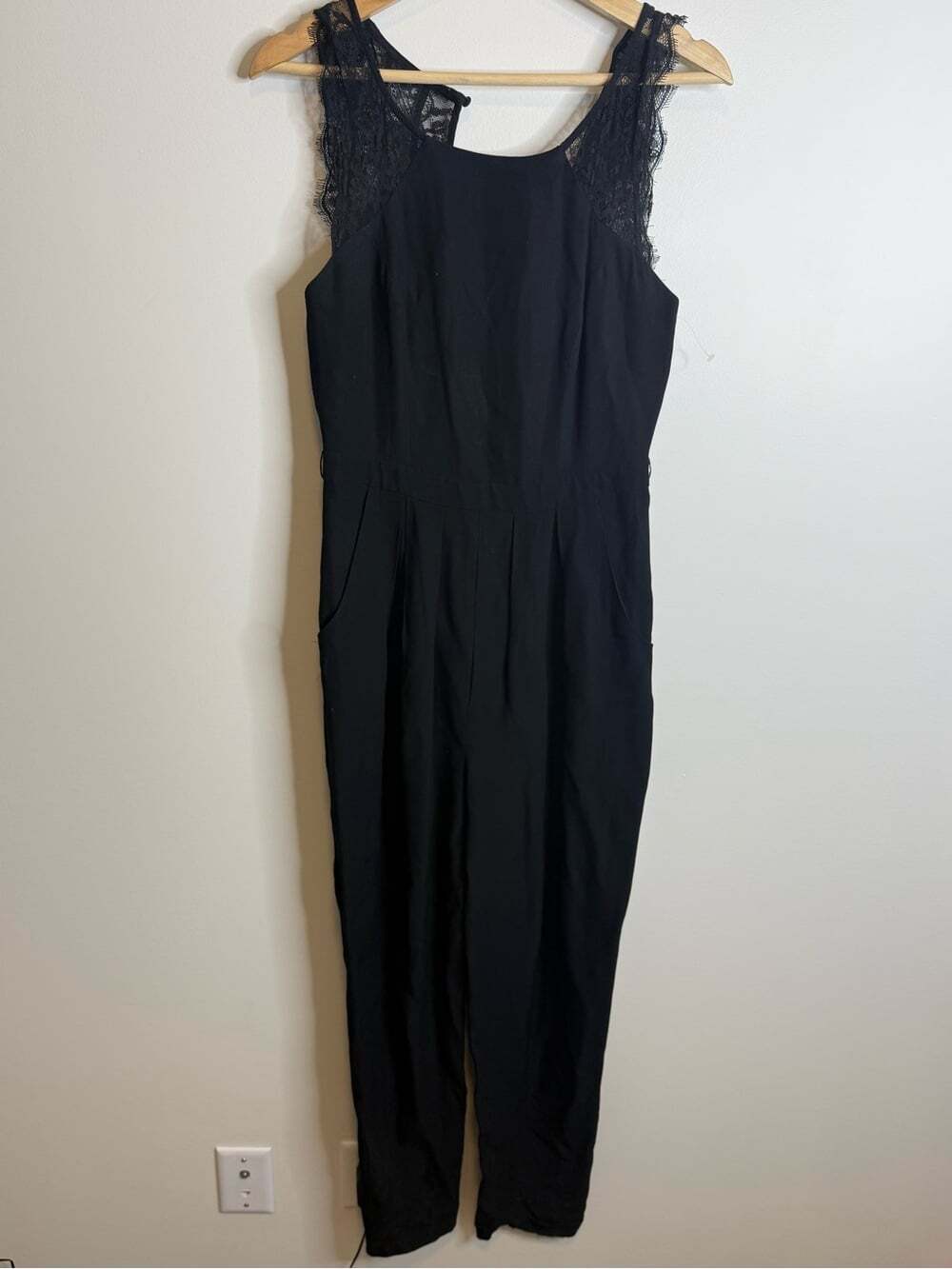 Forever New Black Lace-Shoulder Jumpsuit